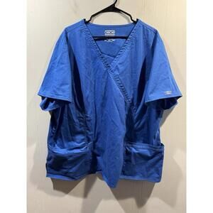 Womens Cherokee Workwear Top Scrub Size 4XL Blue Core Stretch